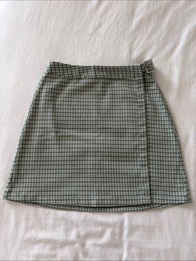 Brandy Melville Mint Green Plaid Mini Skirt with Buckle